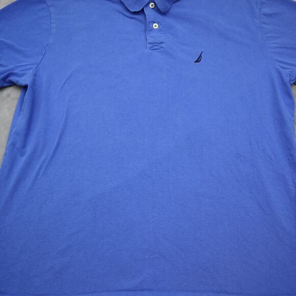 Nautica Shirt Mens L Blue Polo Short Sleeve Collared Button Cotton Embroidered - Picture 10 of 16